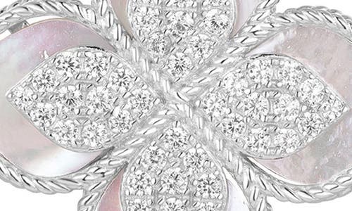 Suzy Levian Pavé Cubic Zirconia & Enamel Flower Pendant Necklace