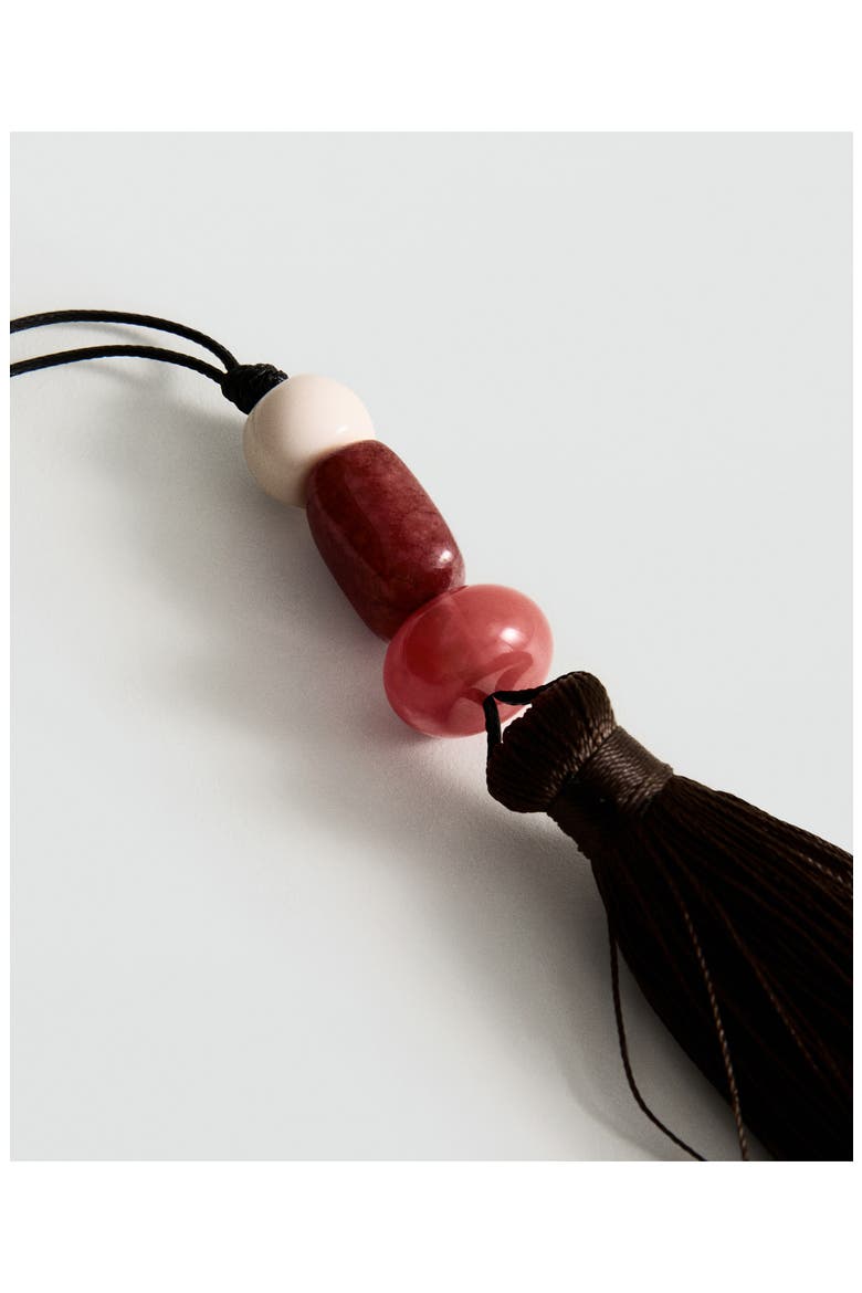 Stone Bead Tassel Pendant Necklace, Alternate, color, BROWN