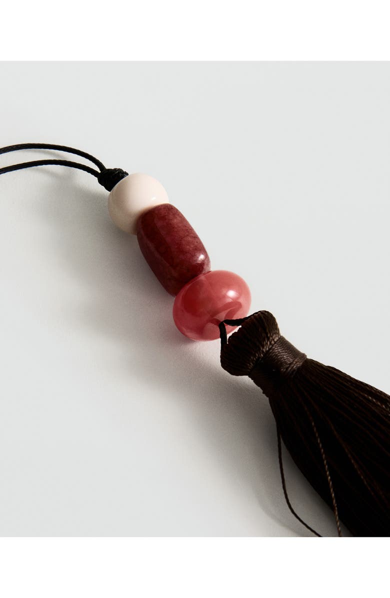 MANGO Stone Bead Tassel Pendant Necklace, Alternate, color, Brown