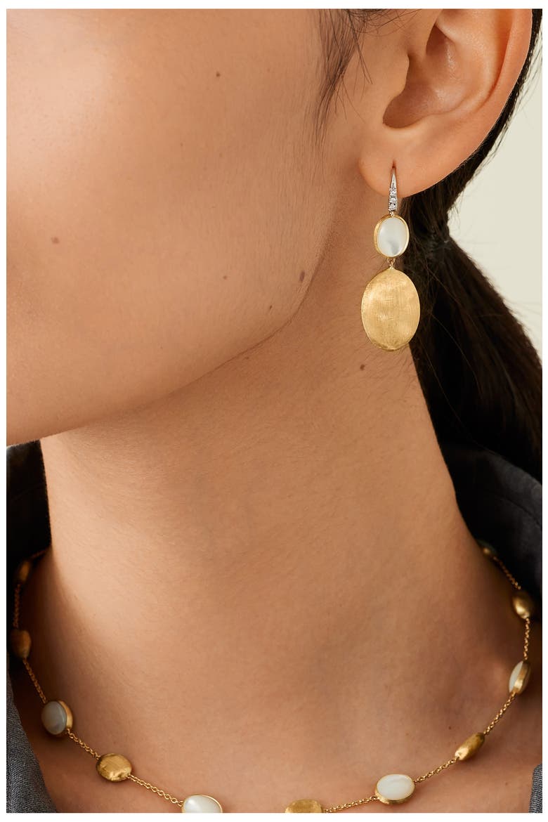 Siviglia Mother-of-Pearl & Bead Drop Earrings, Alternate, color, YELLOW/ WHITE GOLD