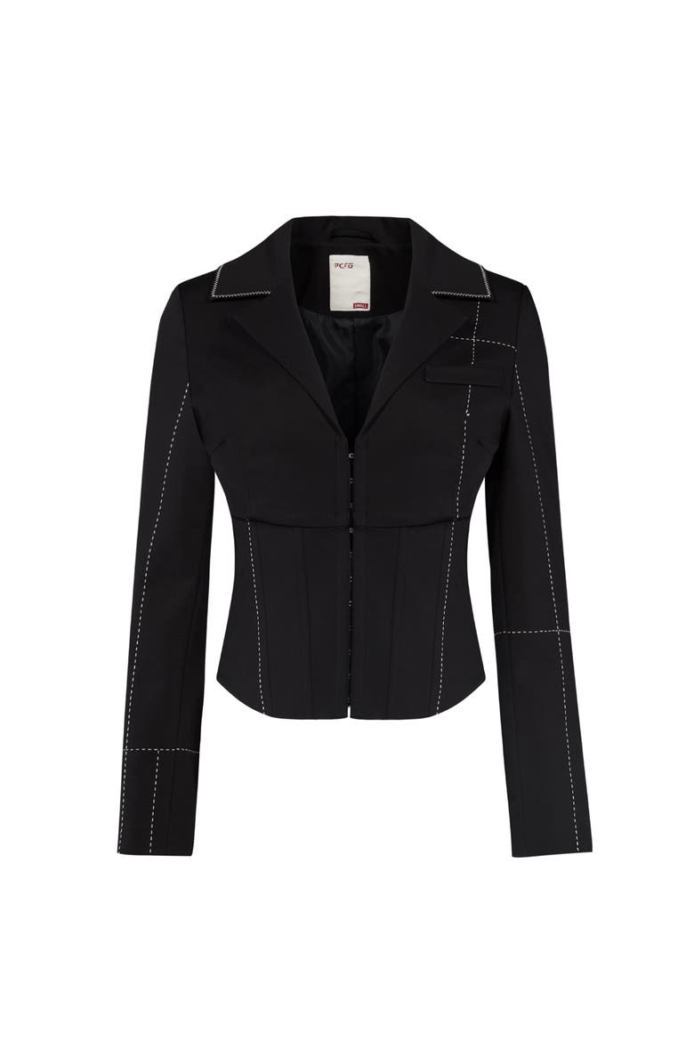 Free Heaven Stitch Detail Corset Blazer, Main, color, black