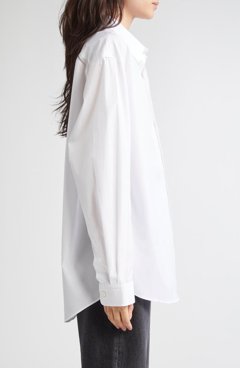 Sporty & Rich Vendome Oversize Cotton Poplin Button-Up Shirt, Alternate, color,