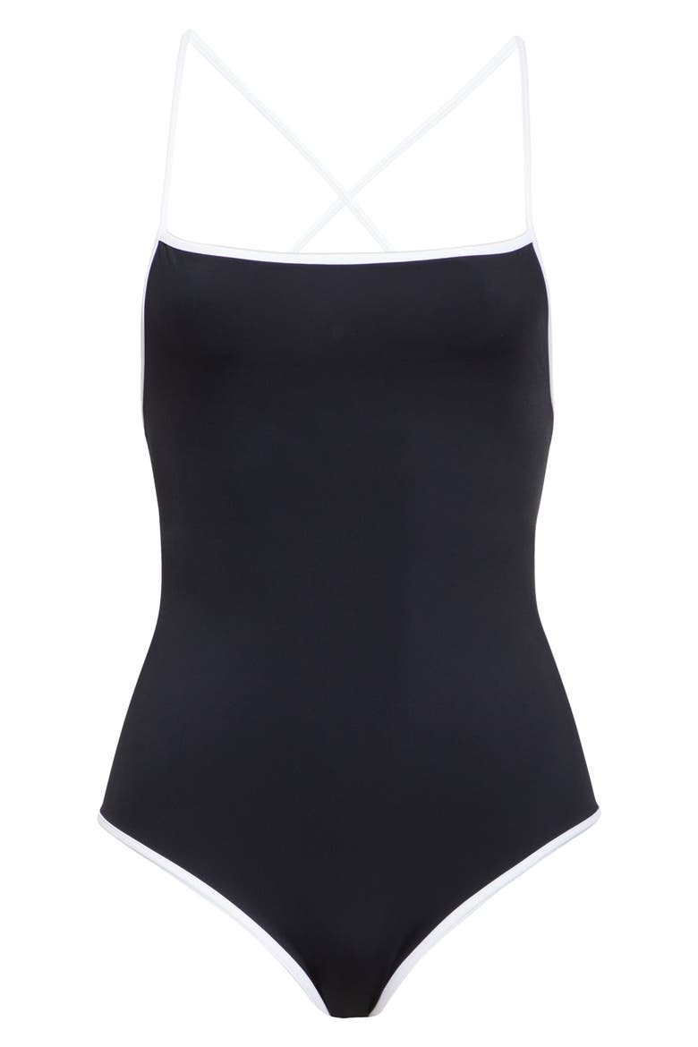Itak One-Piece Swimsuit, Alternate, color, BLACK/ IVORY