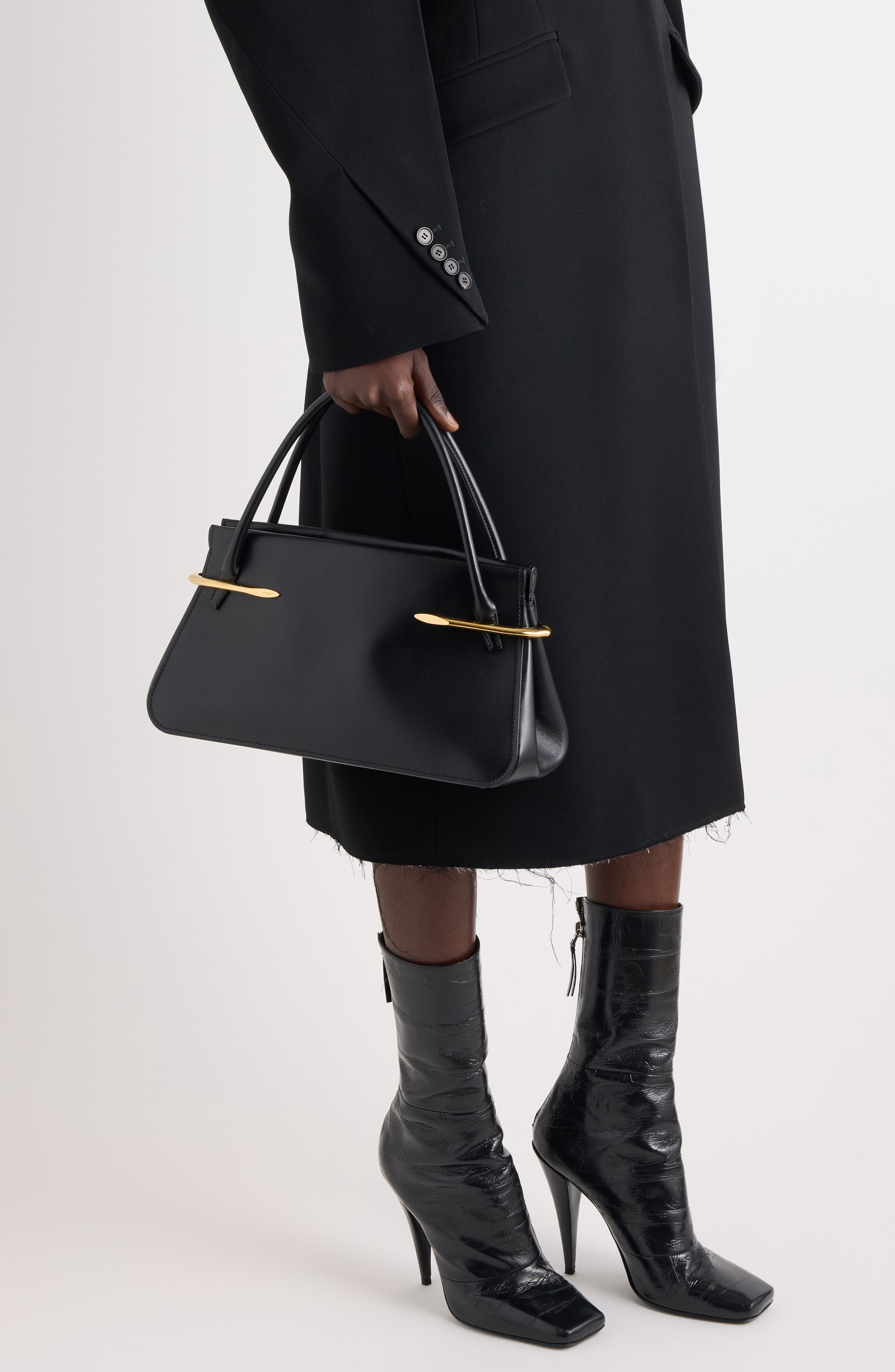 Givenchy Medium Pinch Leather Top Handle Bag, Alternate, color, 001-Black