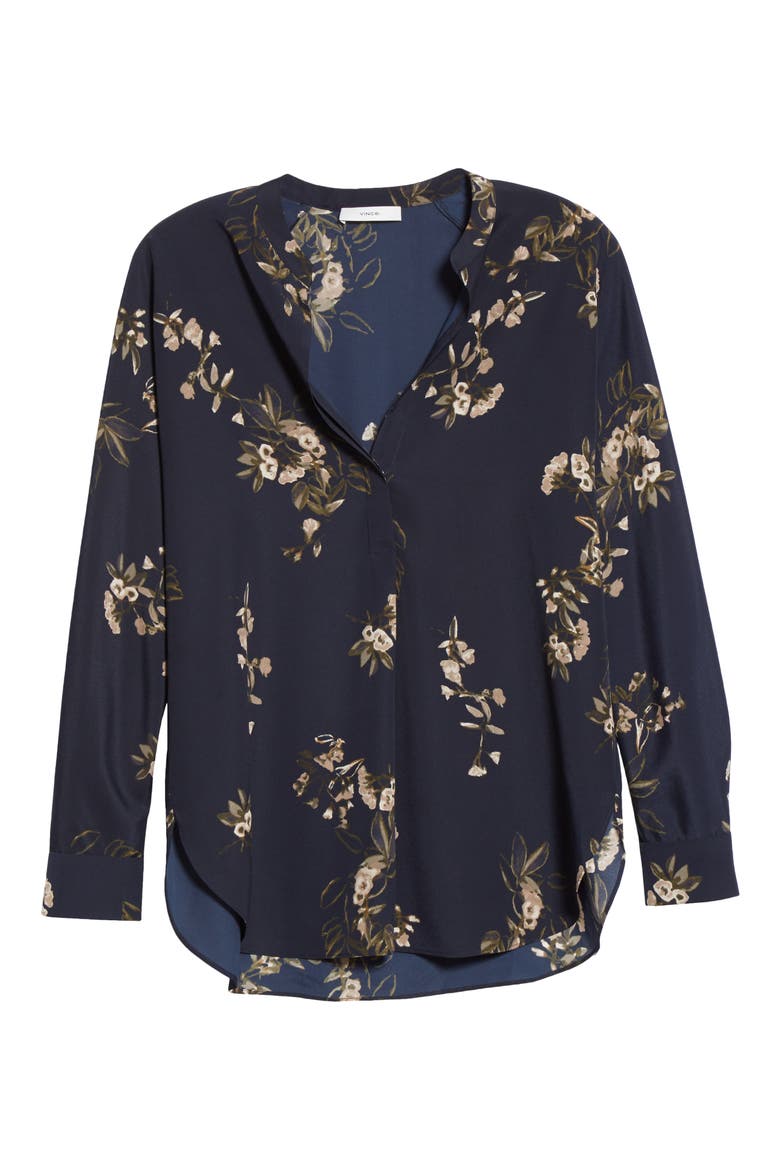 Painted Blooms Floral High/Low Blouse, Alternate, color, COASTAL