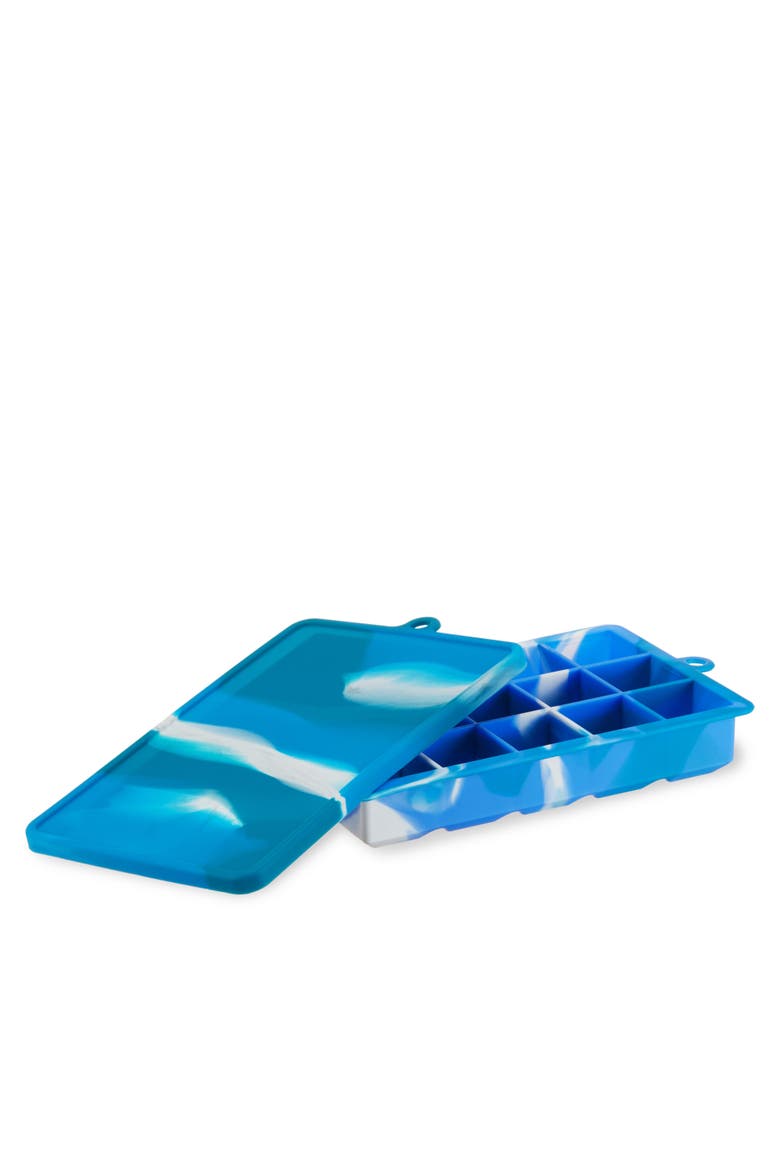 1.25" Ice Cube Tray with Lid, Main, color, Blue Marble