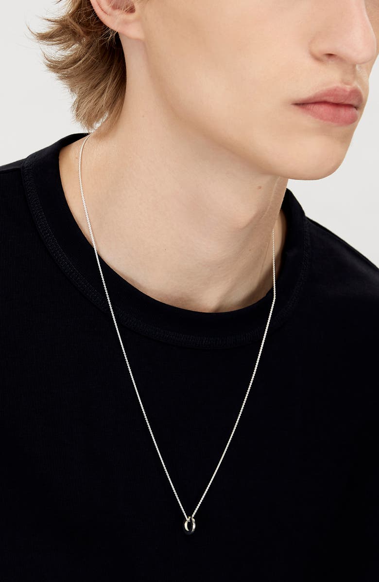 le gramme Men's 1.1G Sterling Silver Disc Pendant Necklae, Alternate, color, 