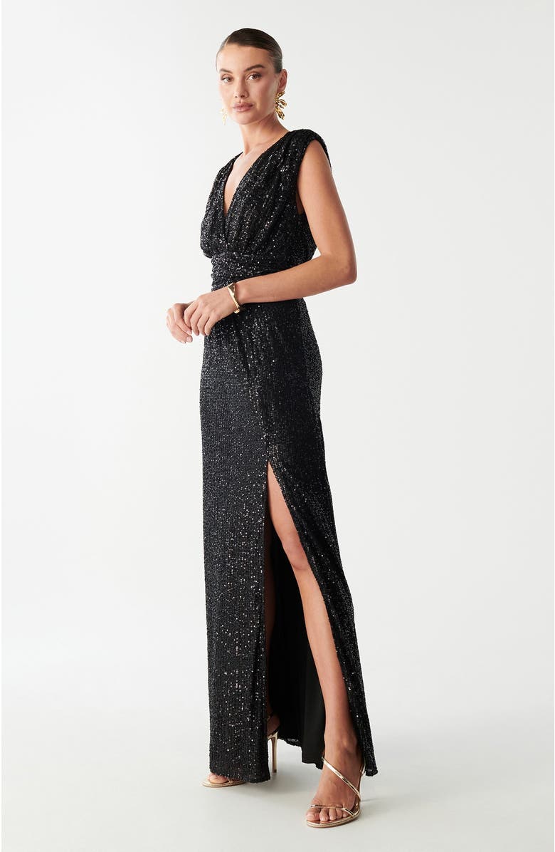 BWLDR Cottier Maxi Dress, Alternate, color, Black Sequin