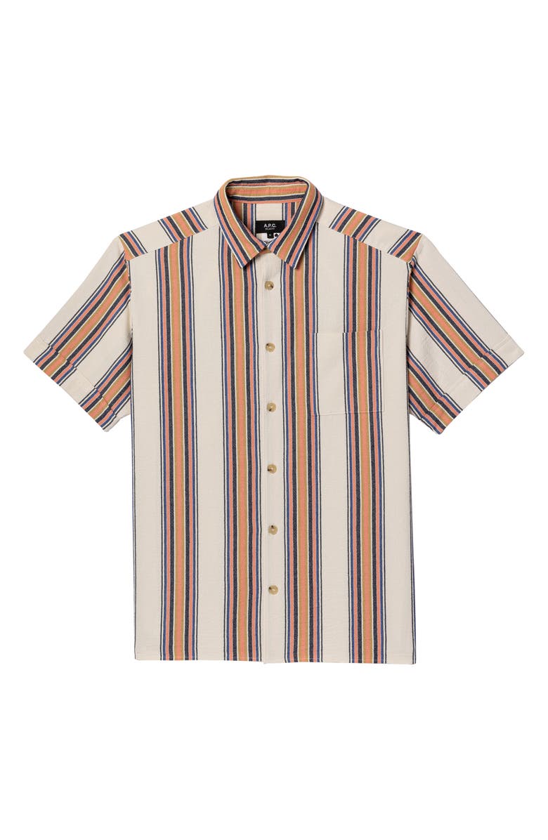 A.P.C. Ross Short Sleeve Button-Up Shirt, Alternate, color, Aad Ecru