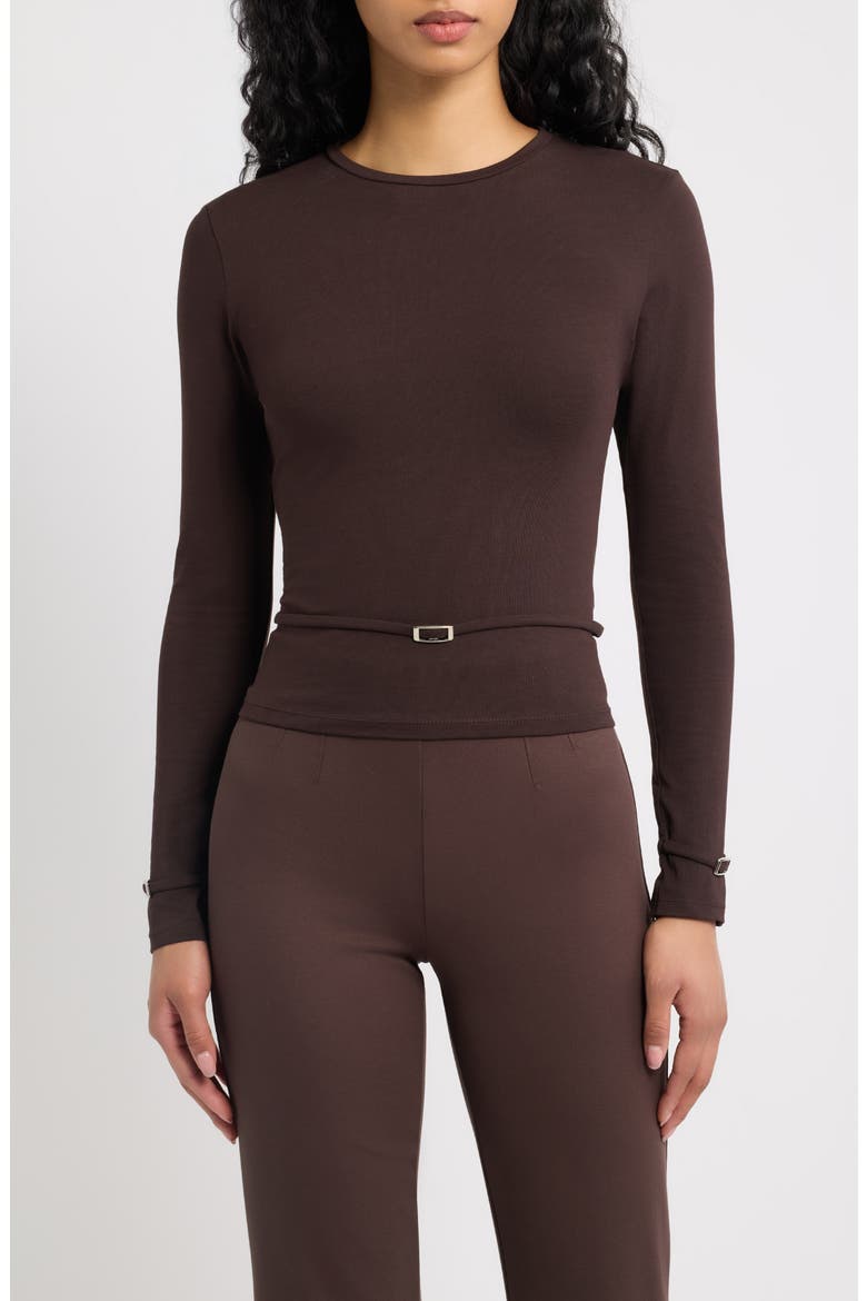 Cierre Long Sleeve T-Shirt, Main, color, CHOCOLAT