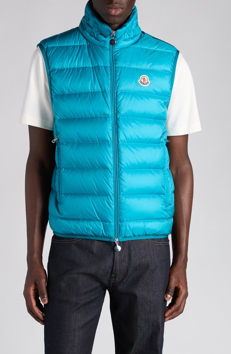 Moncler Rocoque Down Puffer Vest, Main, color, Green Blue Slate