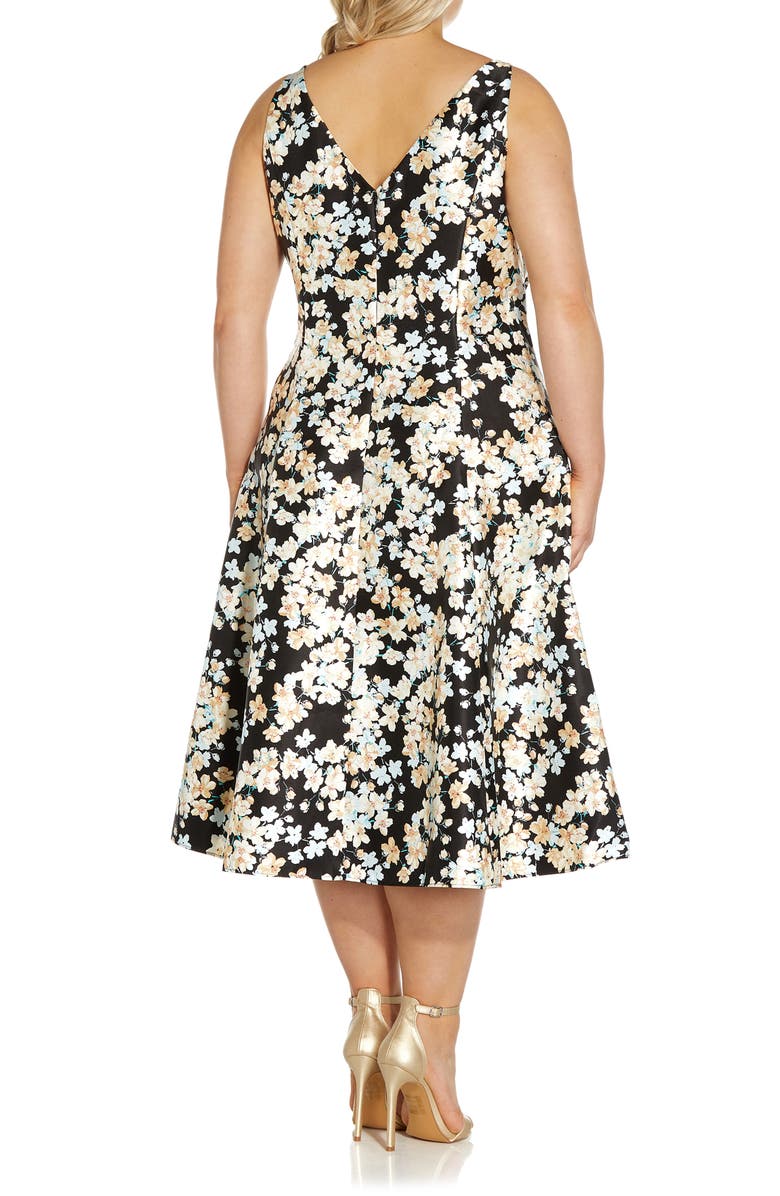 Adrianna Papell Floral Mikado Fit & Flare Cocktail Dress, Alternate, color, 