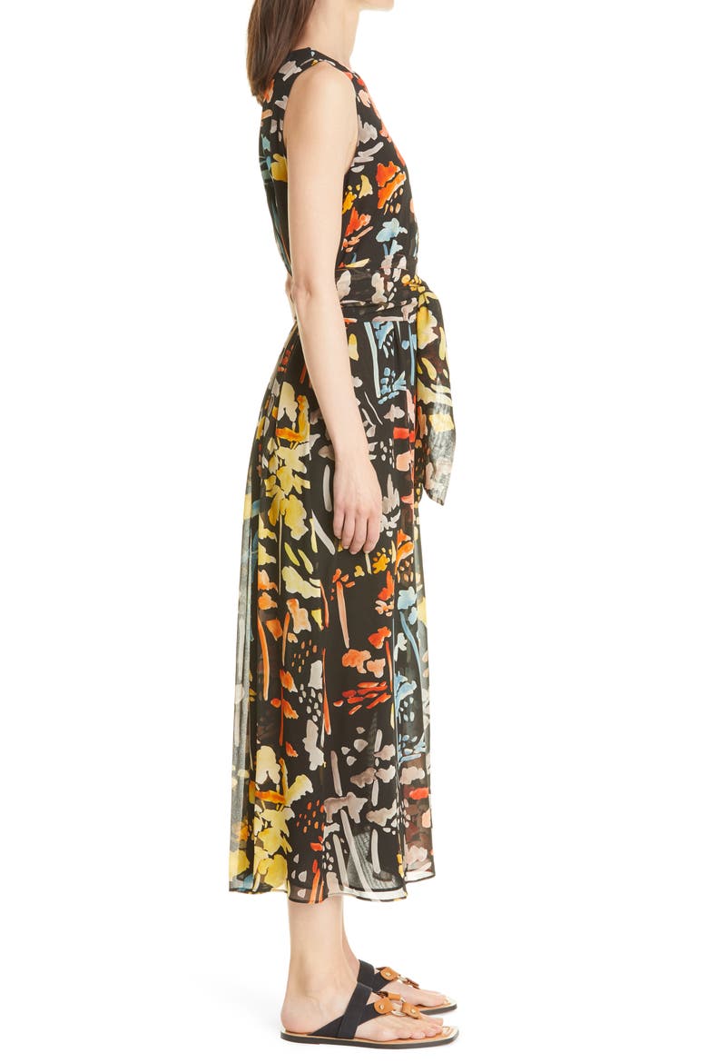 Nia Blooming Eden Silk Dress, Alternate, color, BLACK MULTI