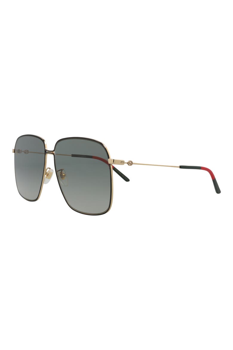 Novelty 61mm Oversize Square Sunglasses, Alternate, color, GOLD GOLD GREY