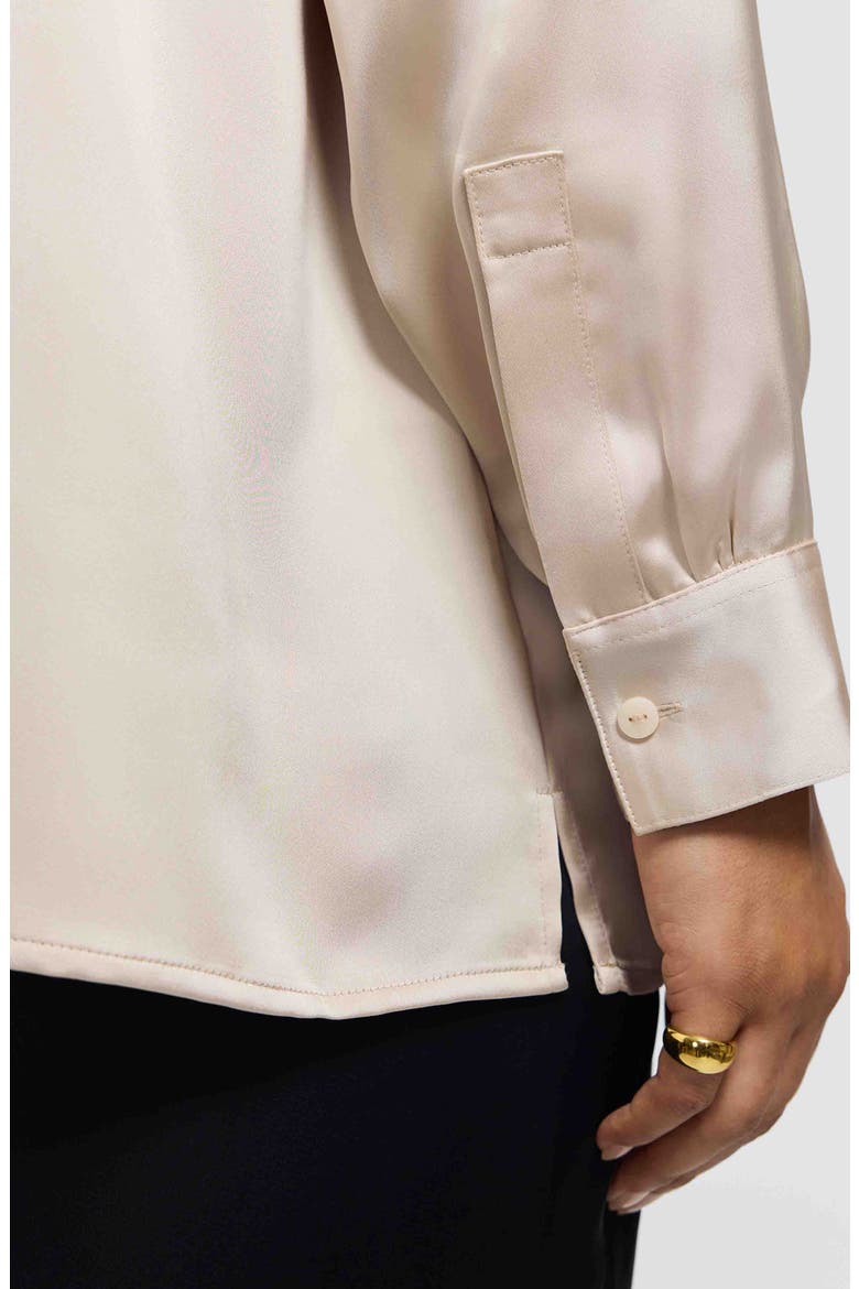 Bianca Satin Button-Up Shirt, Alternate, color, CHAMPAGNE