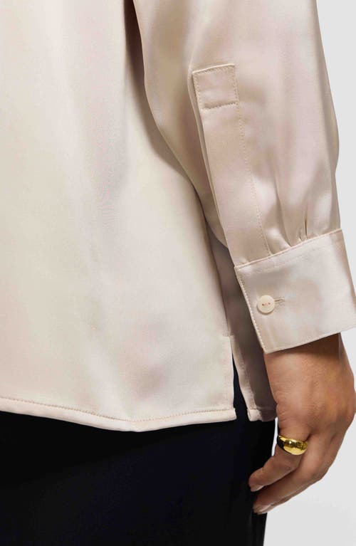 Foxcroft Bianca Satin Button-up Shirt In Neutral