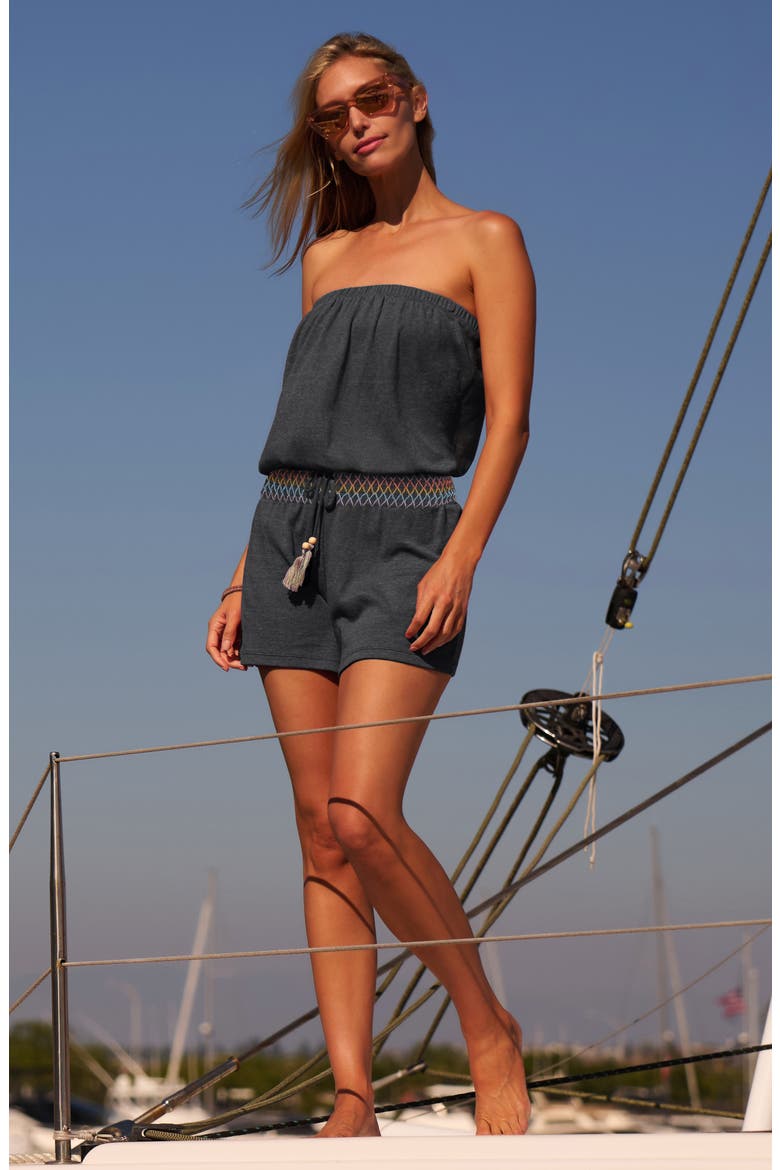 Sunset Cover-Up Romper, Alternate, color, CHARCOAL