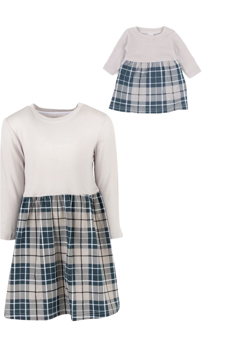 Leveret Girls Skirt Dress with Matching Doll Dress, 100% Cotton, Alternate, color, Light Gray