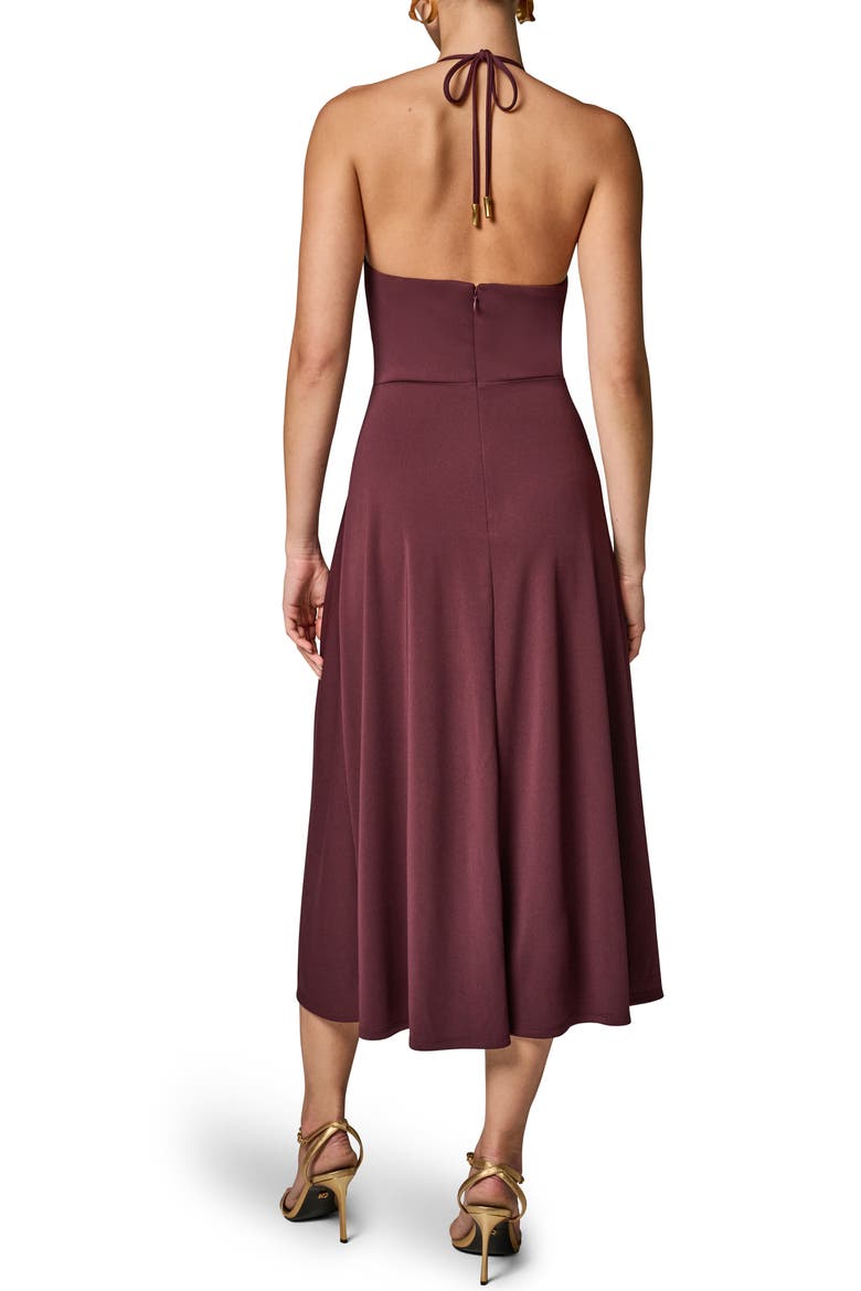 Halter Midi Dress, Alternate, color, PRUNE