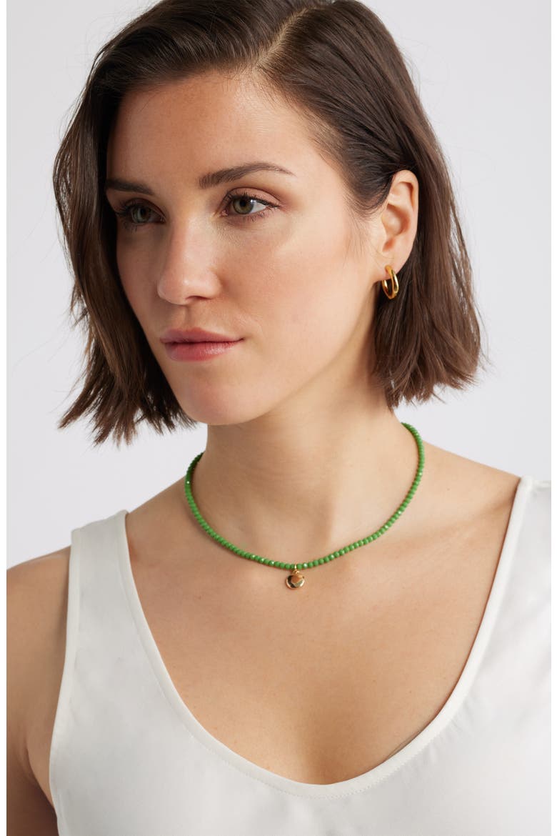 Beaded Charm Pendant Necklace, Alternate, color, GREEN- GOLD