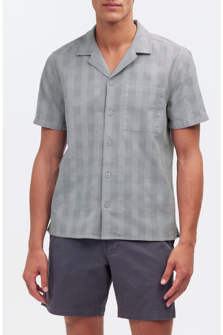 Textured Dobby Camp Shirt, Main, color, SILVER GRANITE