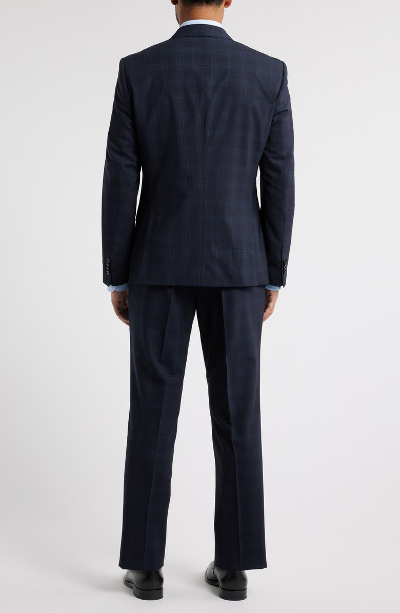 BOSS Huge Slim Fit Navy Check Stretch Wool Suit, Alternate, color, 