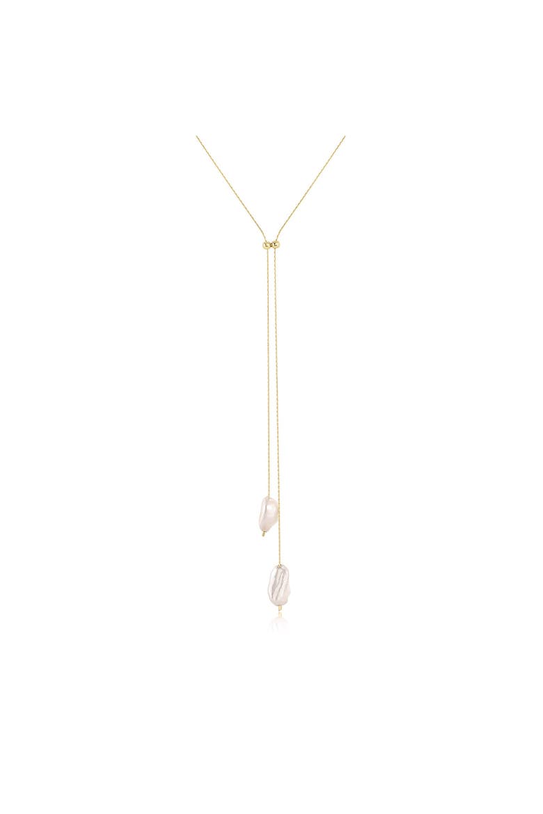 Elliatt Pearl Lariat Necklace, Main, color, Gold