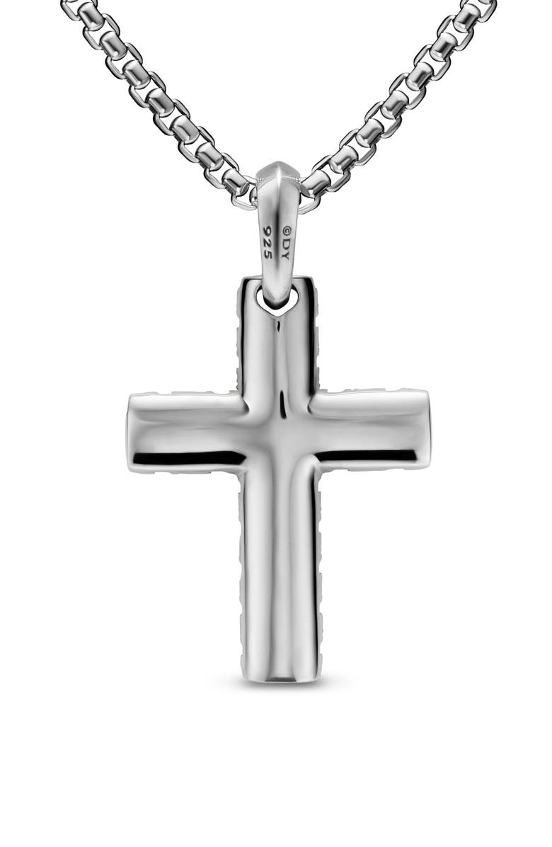 David Yurman Men's Chevron Cross Pendant in Sterling Silver with Black Diamonds, 36mm, Alternate, color, Silver Pave