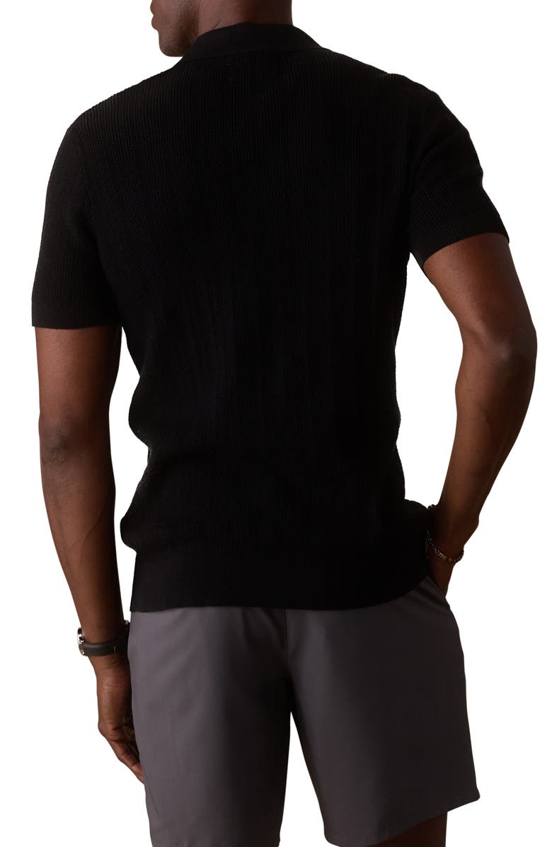 The Normal Brand Robles Textured Knit Polo, Alternate, color, Black