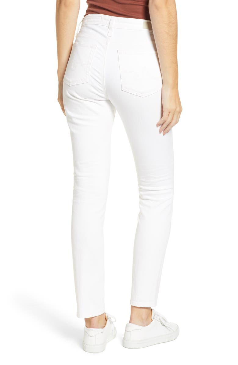 AG Mari High Waist Slim Straight Leg Jeans, Alternate, color, 01 Year Tonal White