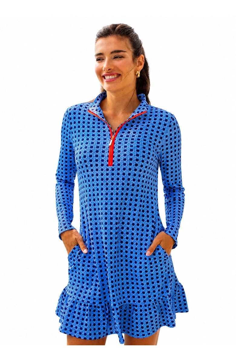 Cabana Life Longsleeve Ruffle Sport Dress, Main, color, Heritage