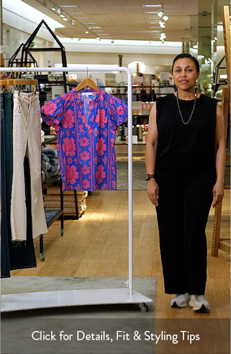 Bethel Floral Keni Cotton Split Neck Top, sales video thumbnail