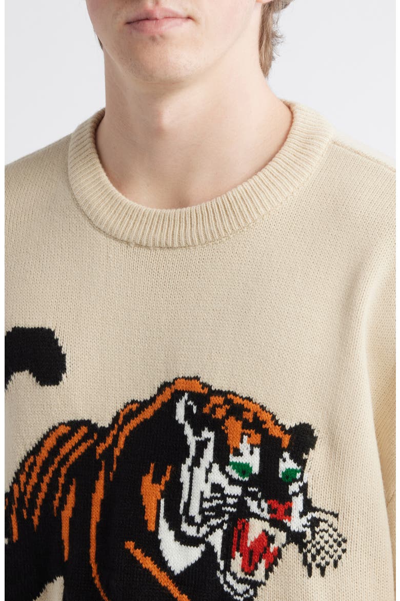 Tiger Crewneck Sweater, Alternate, color, CREAM