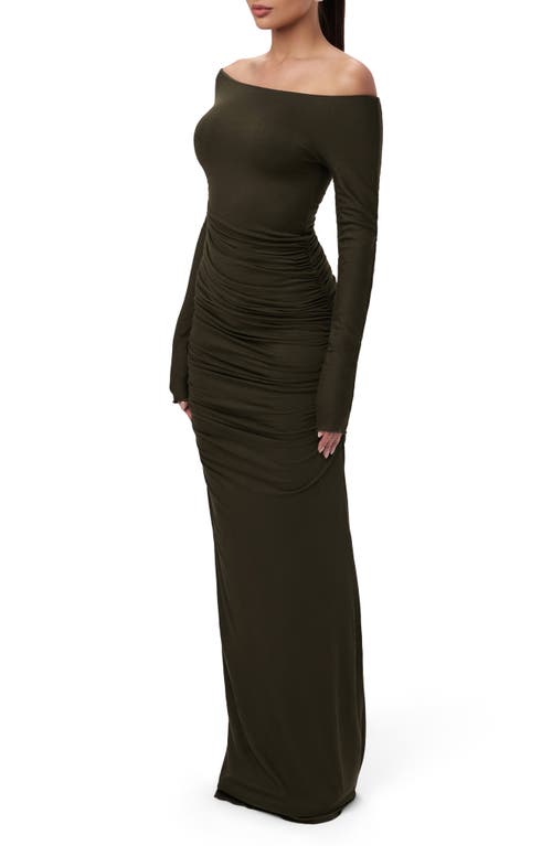 Naked Wardrobe Off The Shoulder Long Sleeve Body-con Maxi Dress In Black