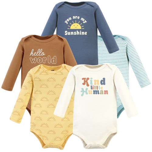 Hudson Baby Cotton Long-sleeve Bodysuits 5-pack In Multi