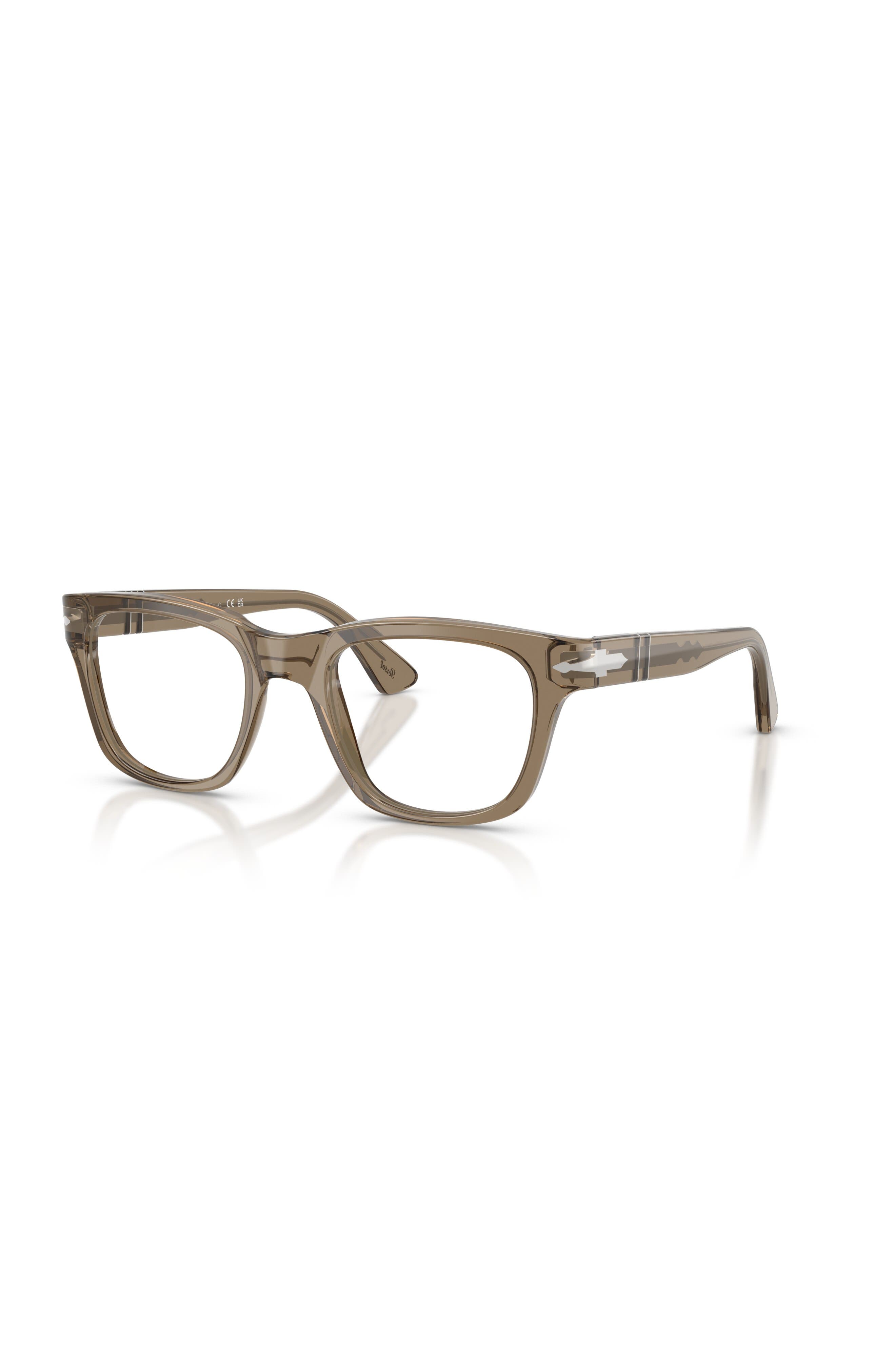 Persol 51mm Square Optical Glasses In Metallic