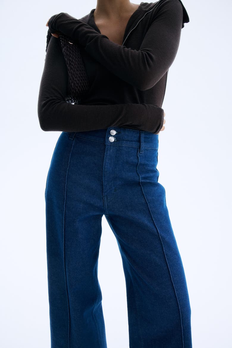 Wide High Ankle Jeans, Alternate, color, Blue