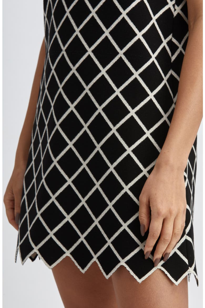 Windowpane Knit Dress, Alternate, color, BLACK WHITE