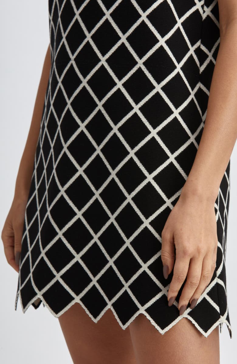 Oscar de la Renta Windowpane Knit Dress, Alternate, color, 