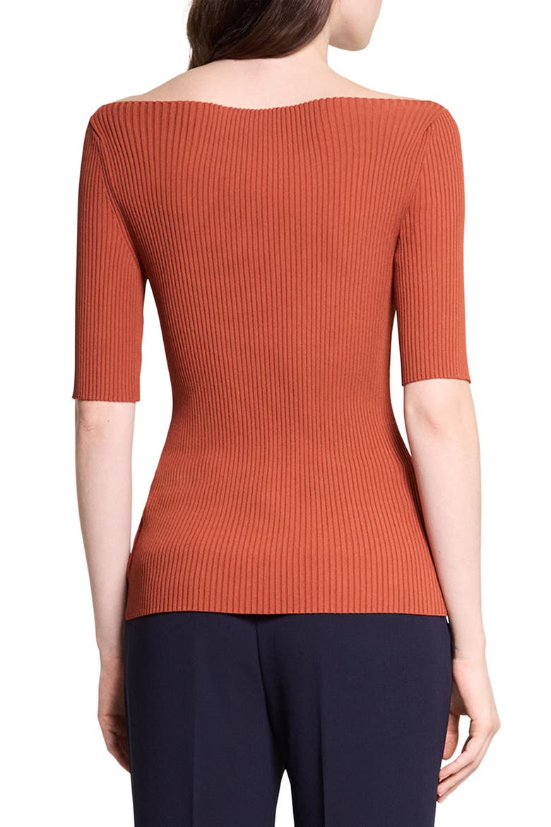 Rib Boatneck Top, Alternate, color, UMBER