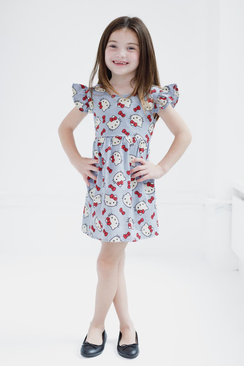 Flare Dress, Alternate, color, Hello Kitty Chambray