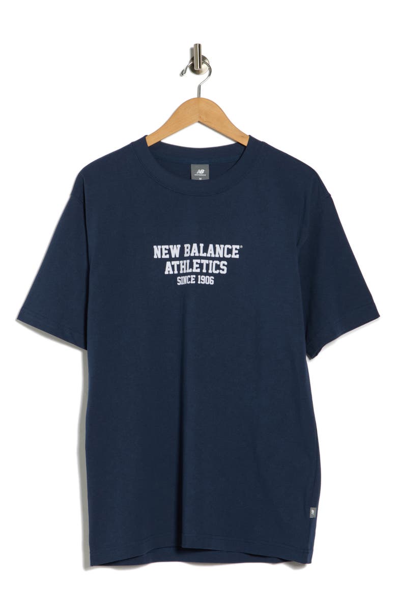 New Balance Varsity Logo Graphic T-Shirt, Alternate, color, Blue