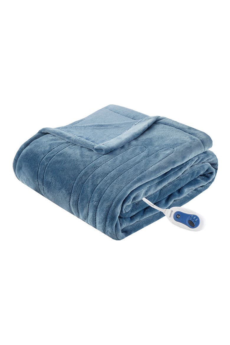Heated Oversized Throw Blanket, Main, color, SAPPHIRE BLUE