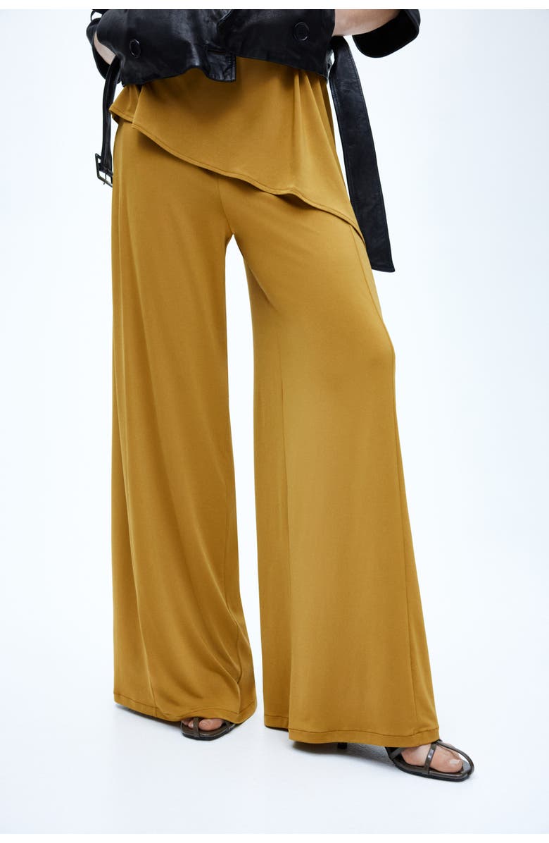 H&M Wide Jersey Trousers, Alternate, color, Mustard Yellow