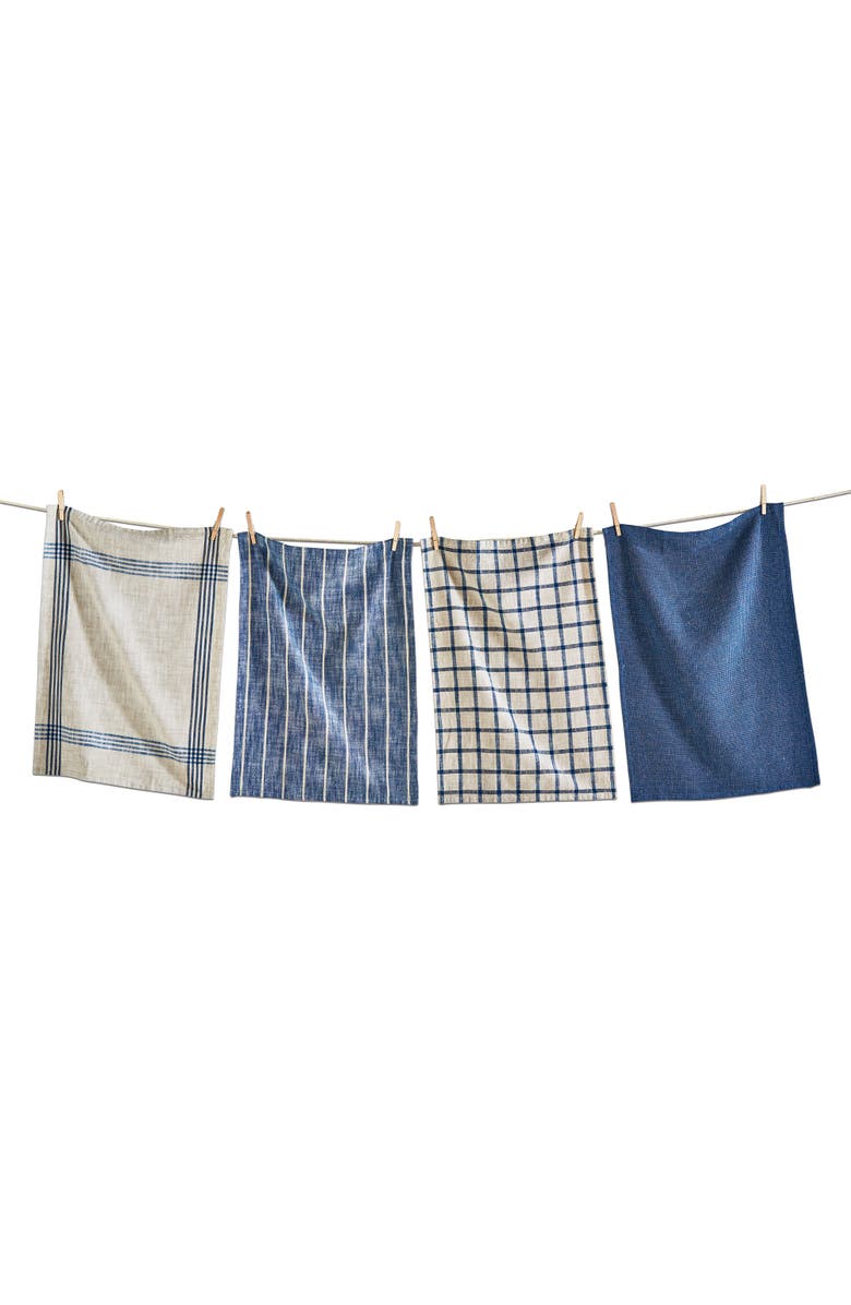 tag Canyon Woven Dishtowel Set of 4 Midnight Blue Kitchen Cloths, Main, color, Blue