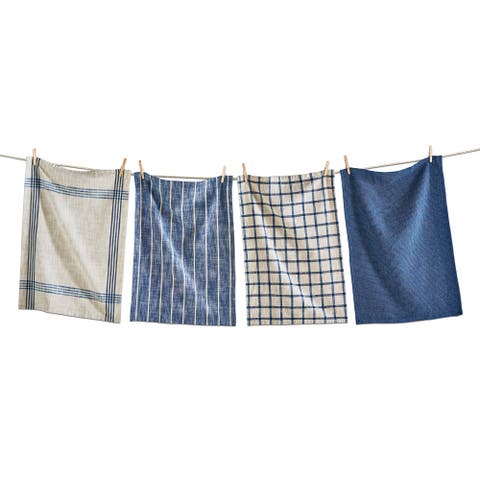 Canyon Woven Dishtowel Set of 4 Midnight Blue Kitchen Cloths