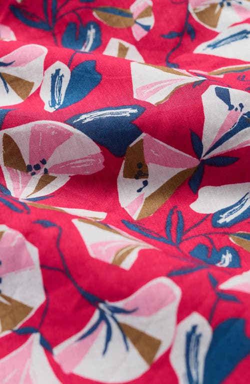 Shop Seasalt Cornwall Floral Print Organic Cotton Midi Shirtdress In Parasol Floral Raspberry