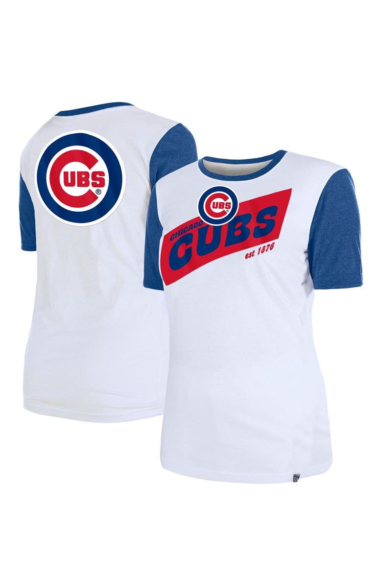 New Era Women's New Era White Chicago Cubs Colorblock T-Shirt, Main, color, 