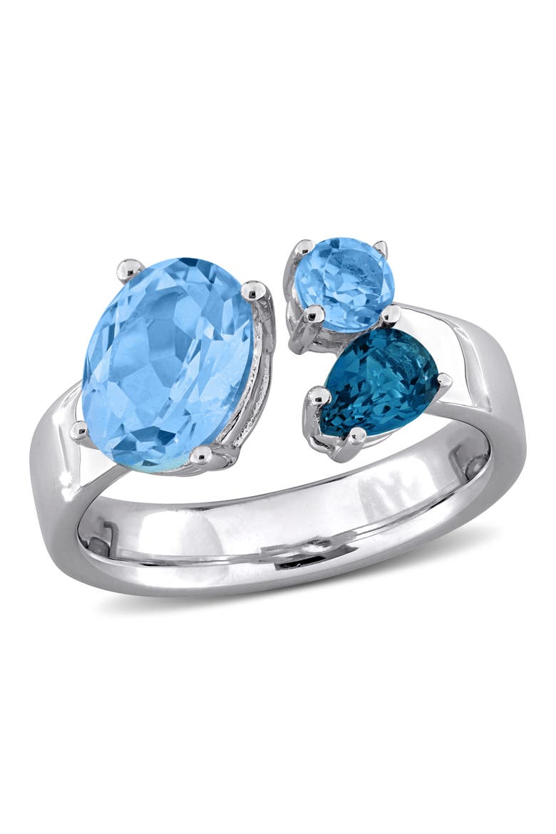 Blue Topaz 3-Stone Open Ring Sterling Silver, Main, color, Blue Topaz