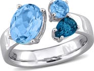 Julianna B. Blue Topaz 3-Stone Open Ring Sterling Silver